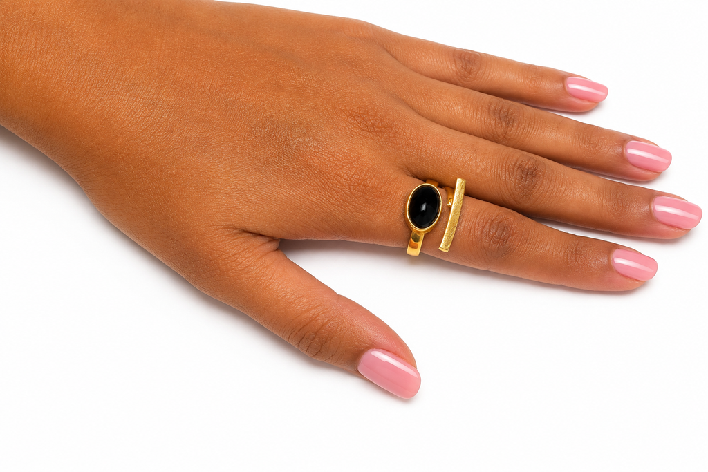 18K Gold Plated Adjustable Tiger Eye Stone Ring