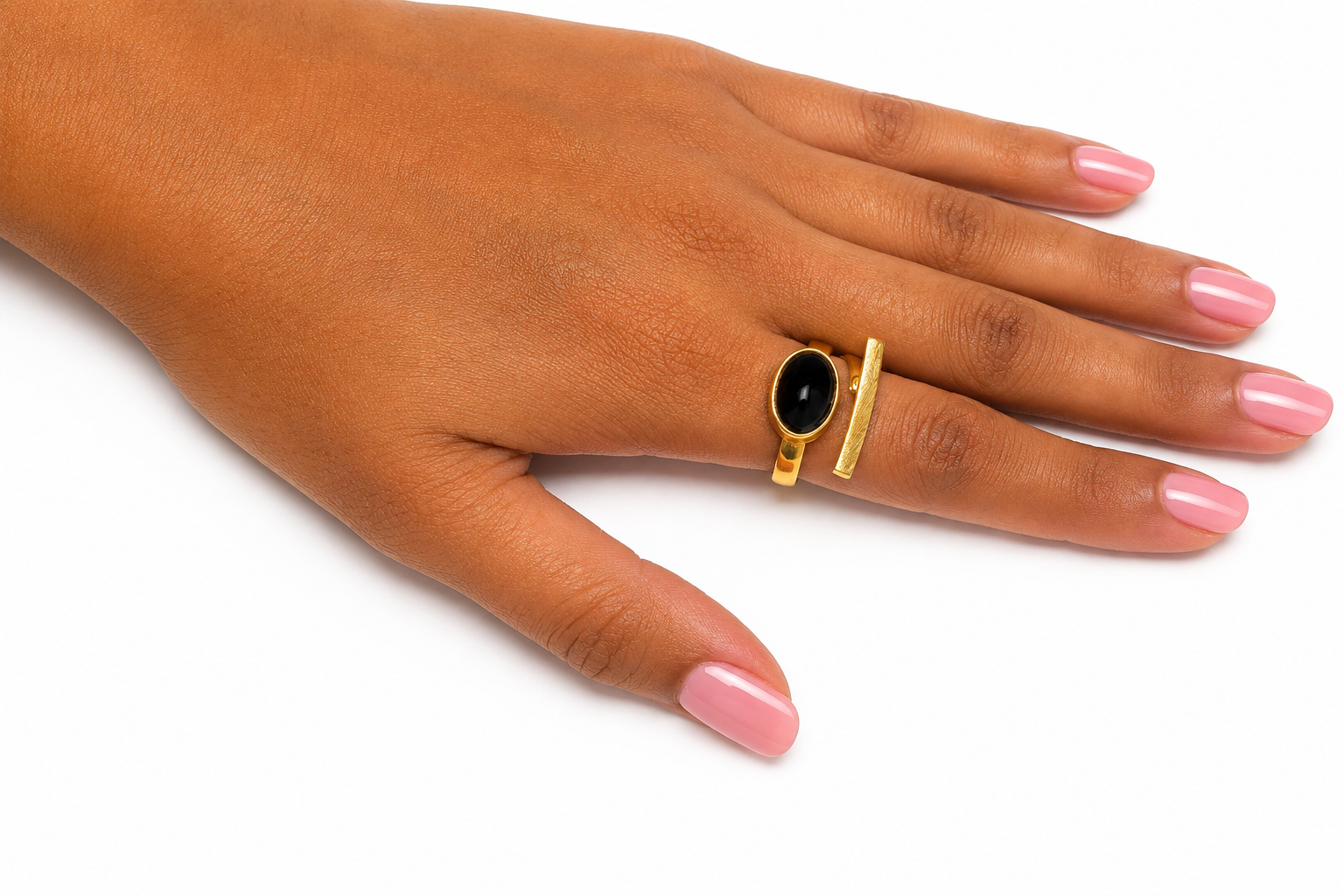 18K Gold Plated Adjustable Tiger Eye Stone Ring