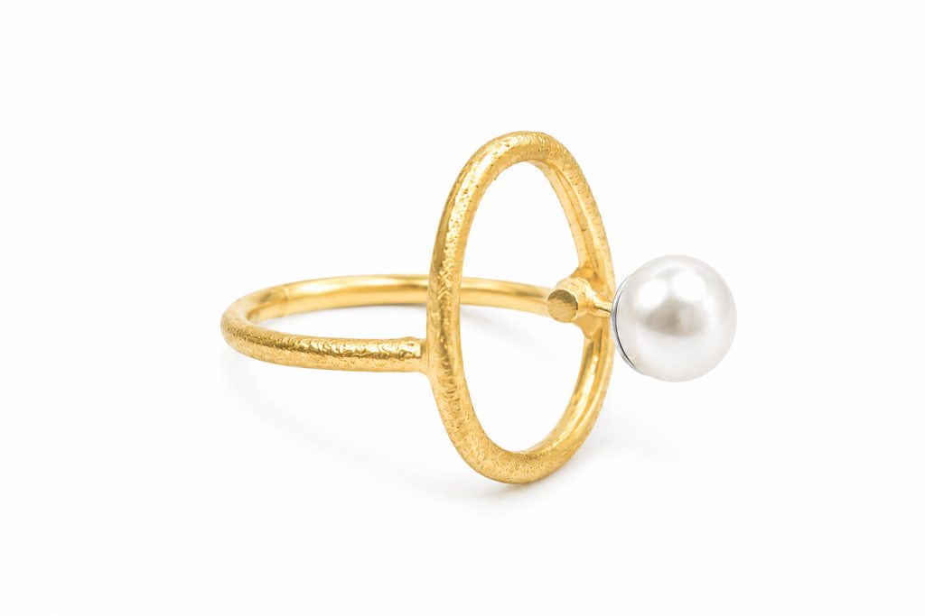 18KT gold-plated Pearl Harmony Abstract Statement Ring