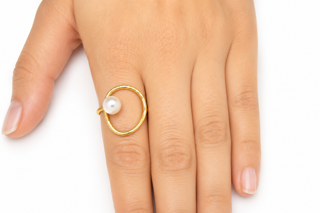 18KT gold-plated Pearl Harmony Abstract Statement Ring