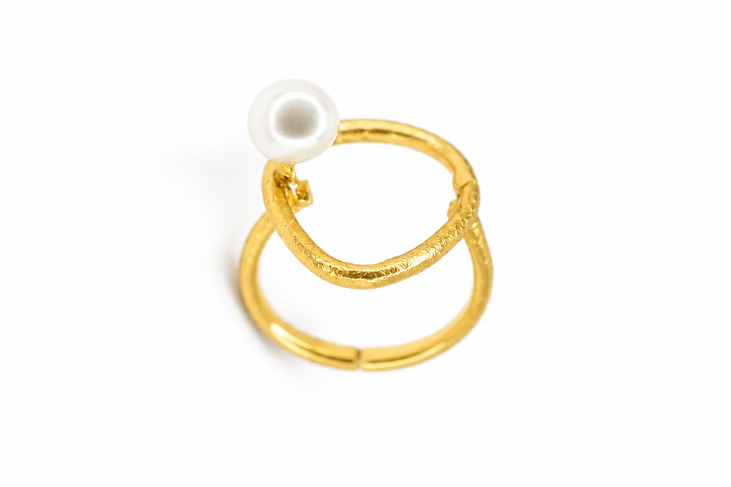 18KT gold-plated Pearl Harmony Abstract Statement Ring