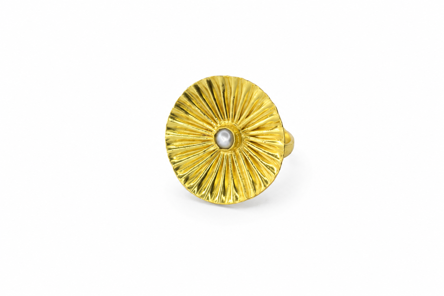 18K Gold Plated Sunburst Pearl Statement Ring
