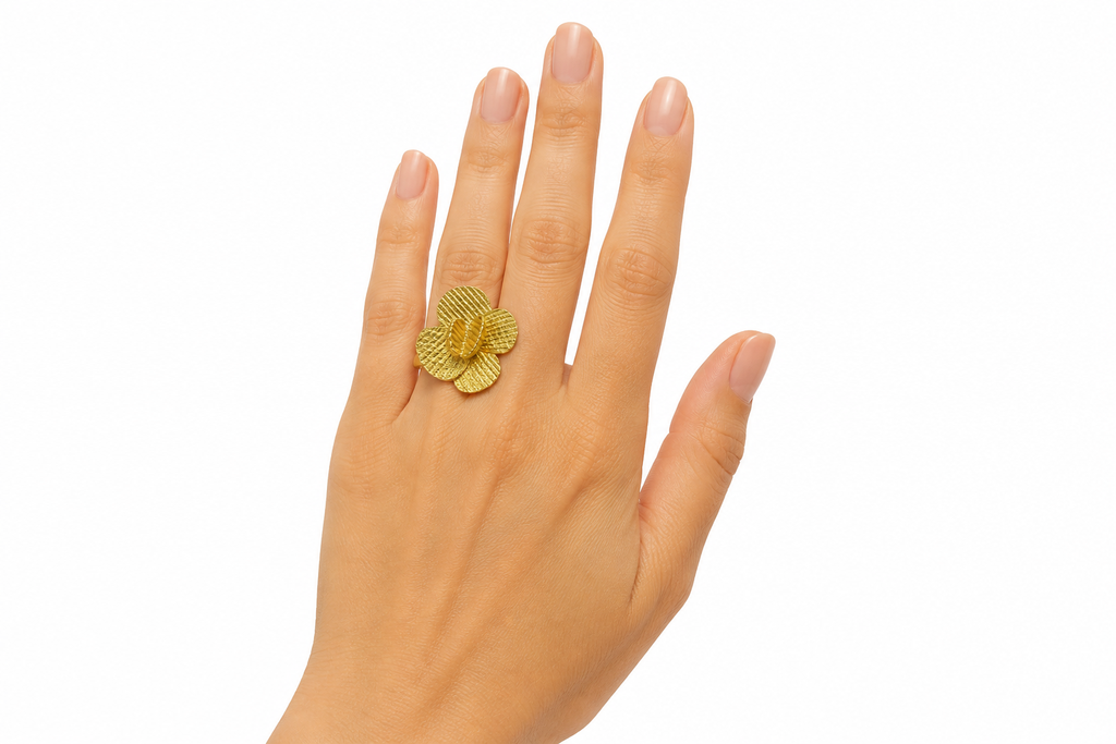 18KT Gold Plated Floral Statement Ring