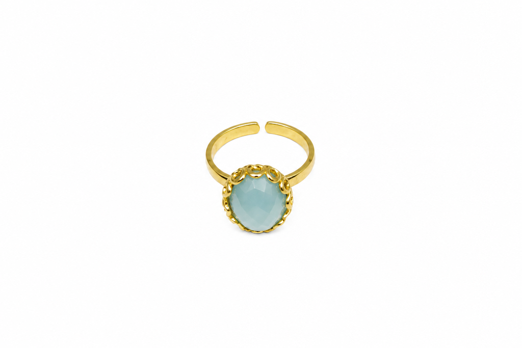 18K Gold Plated Adjustable Ring with Natural Stone