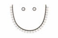 Pure Brass Silver Replica Polish Pearl Necklace Set